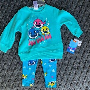 Baby Shark Aqua Sweatshirt and Leggings Set